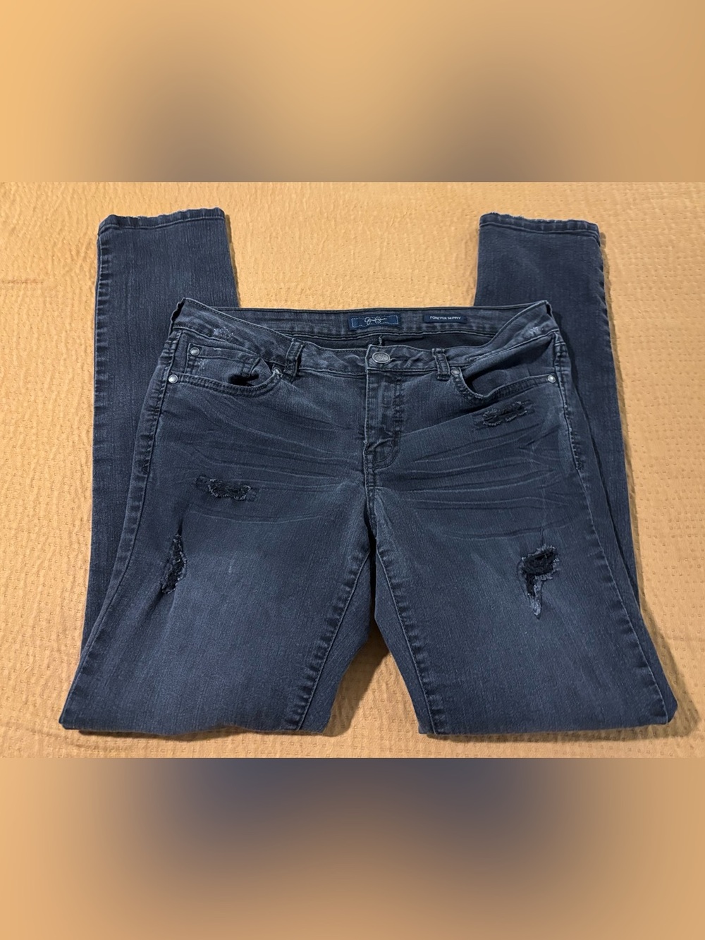 Jessica Simpson Women's Skinny Distressed Dark Blue Jeans